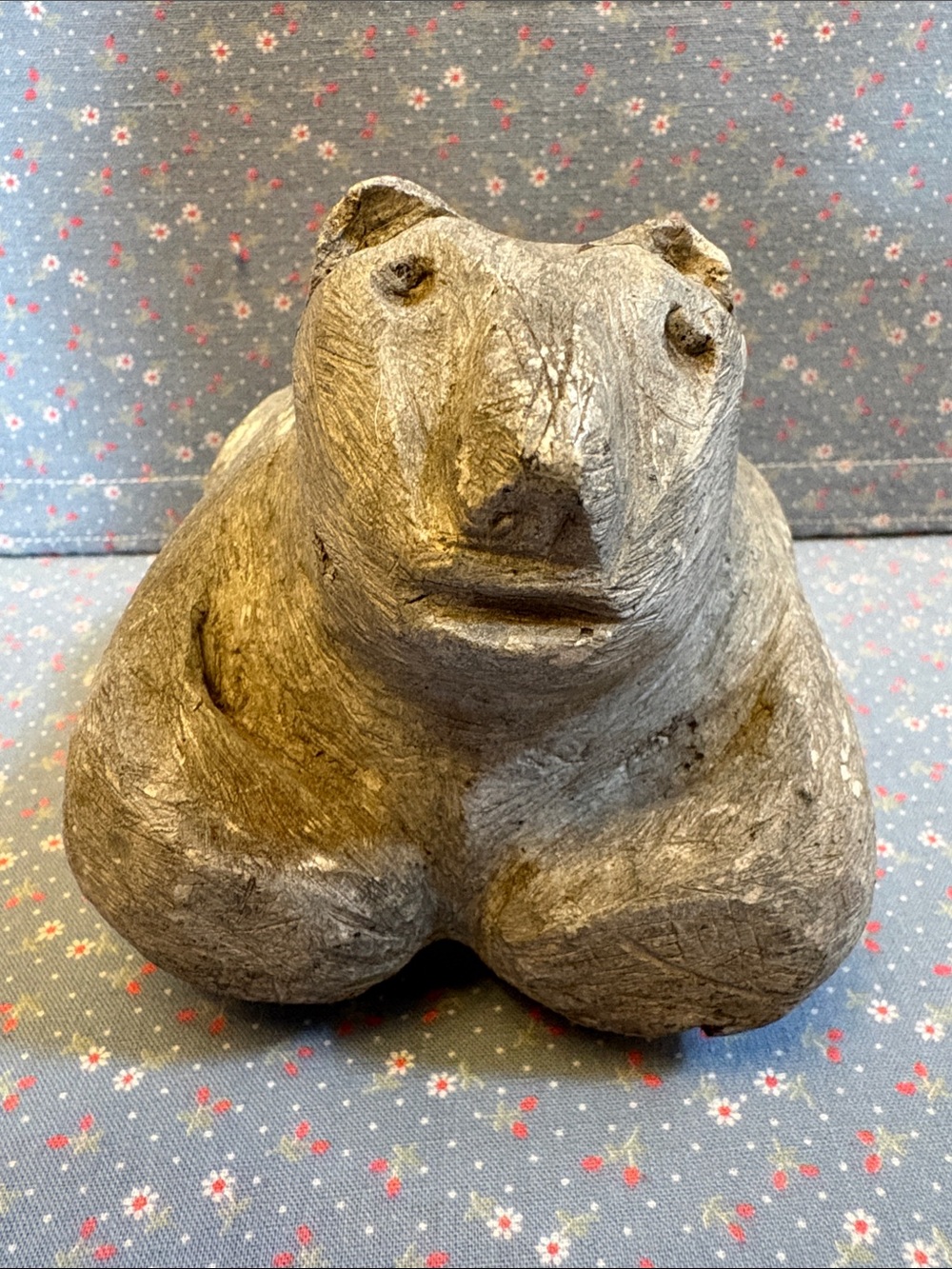 Hand-Carved Stone Bear Sculpture - Soapstone